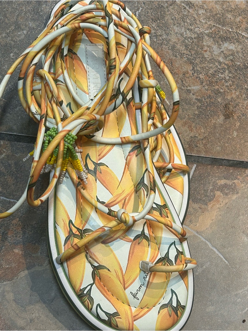 Yellow peppers Print Wrap Sandals - Farm Rio - Picture 5 of 7
